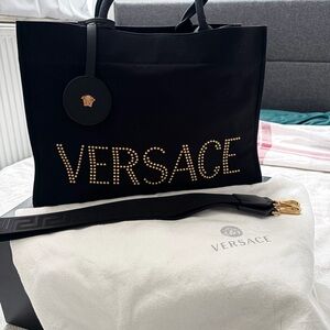 Versace Black and Gold Tote Bag